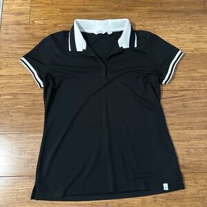 Lady Hagen Black Button Down Shirt with White Collar